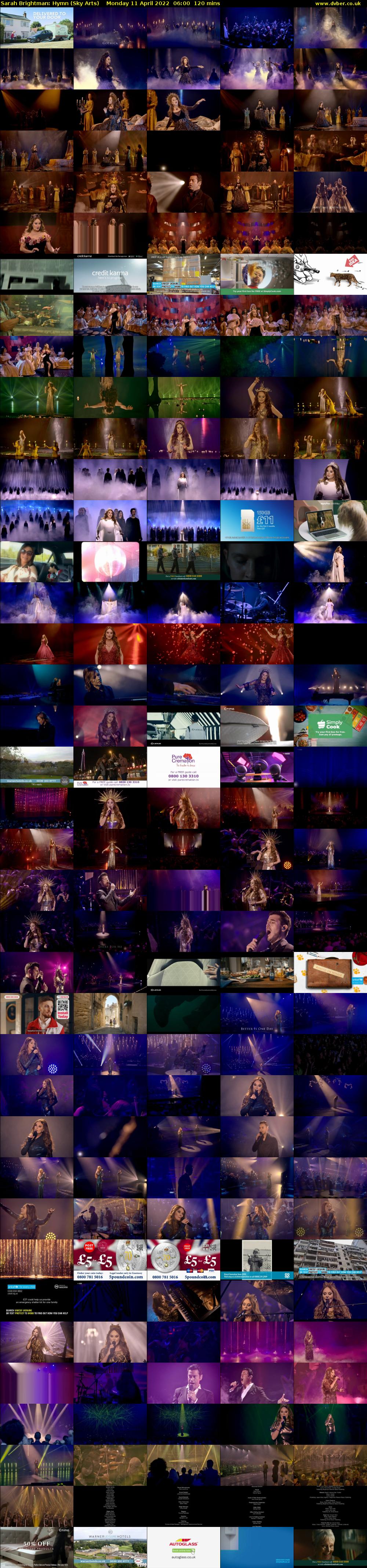 Sarah Brightman: Hymn (Sky Arts) Monday 11 April 2022 06:00 - 08:00