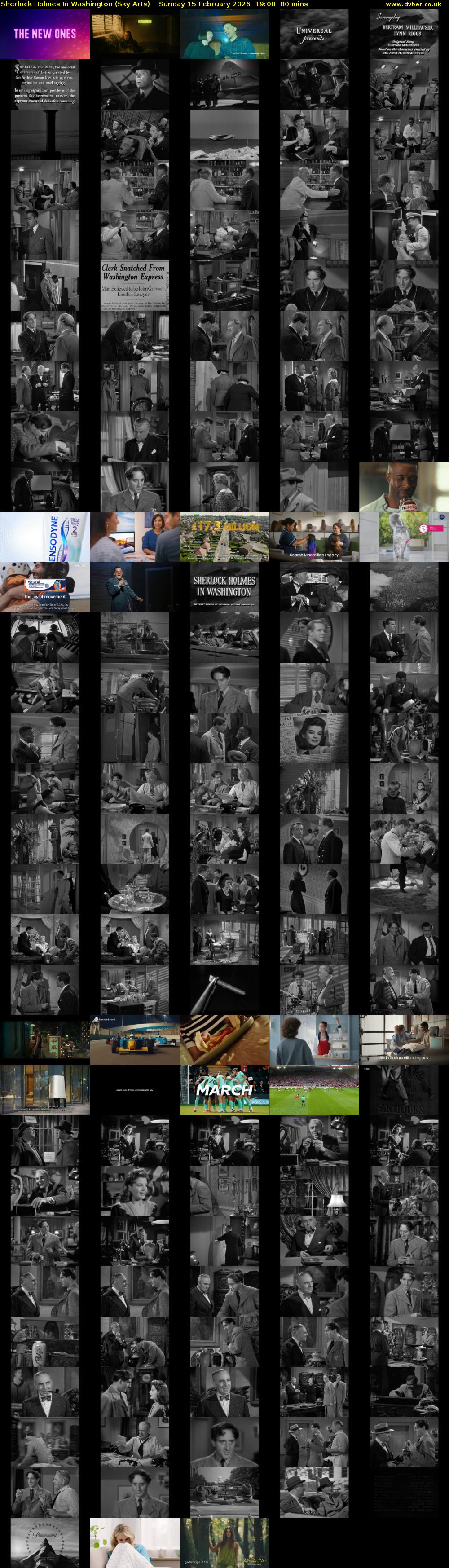 Sherlock Holmes In Washington (Sky Arts) Sunday 15 February 2026 19:00 - 20:20