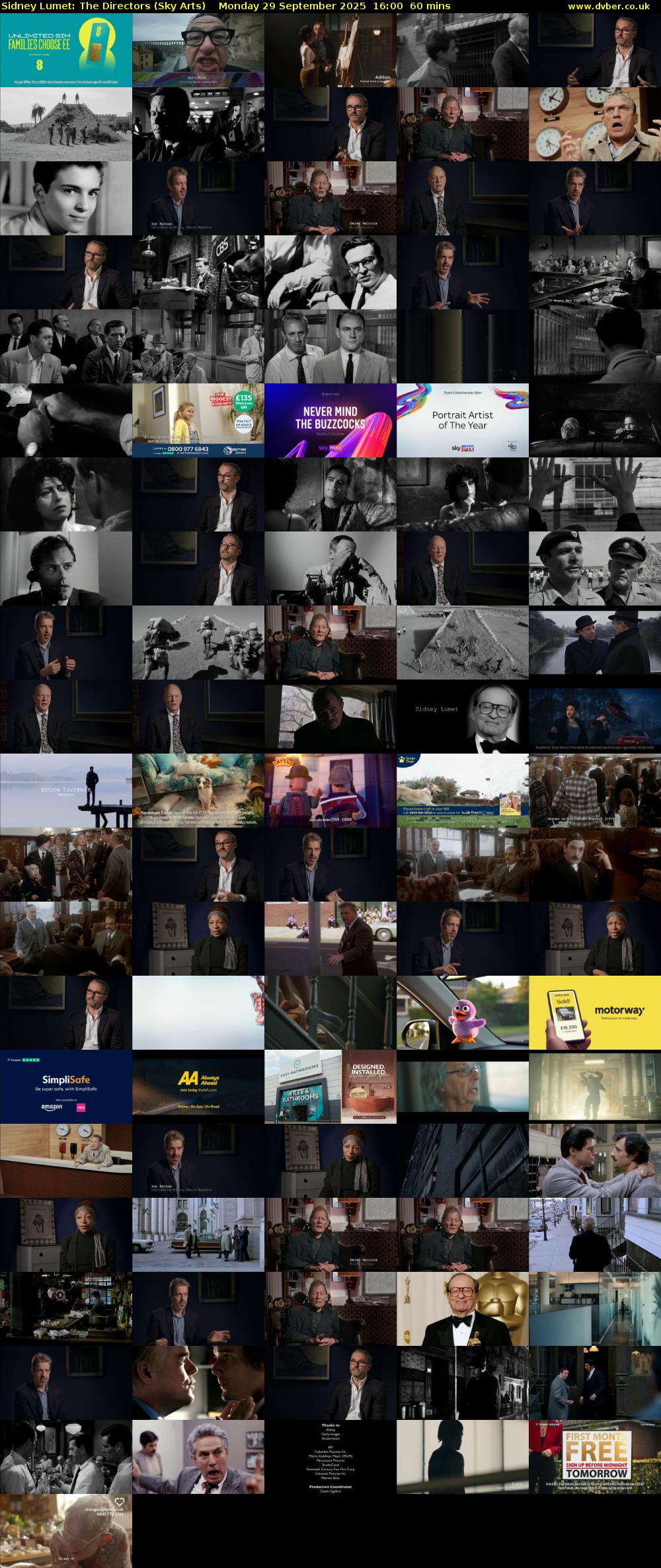 Sidney Lumet: The Directors (Sky Arts) Monday 29 September 2025 16:00 - 17:00