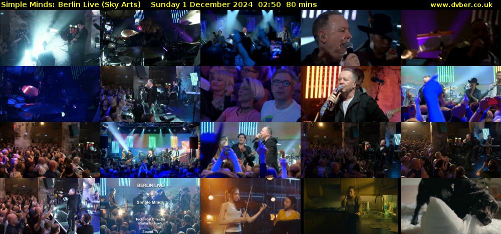 Simple Minds: Berlin Live (Sky Arts) Sunday 1 December 2024 02:50 - 04:10