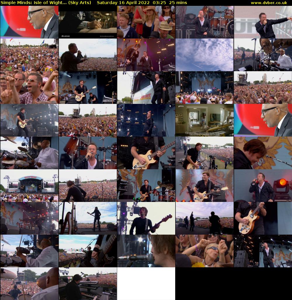 Simple Minds: Isle of Wight... (Sky Arts) Saturday 16 April 2022 03:25 - 03:50