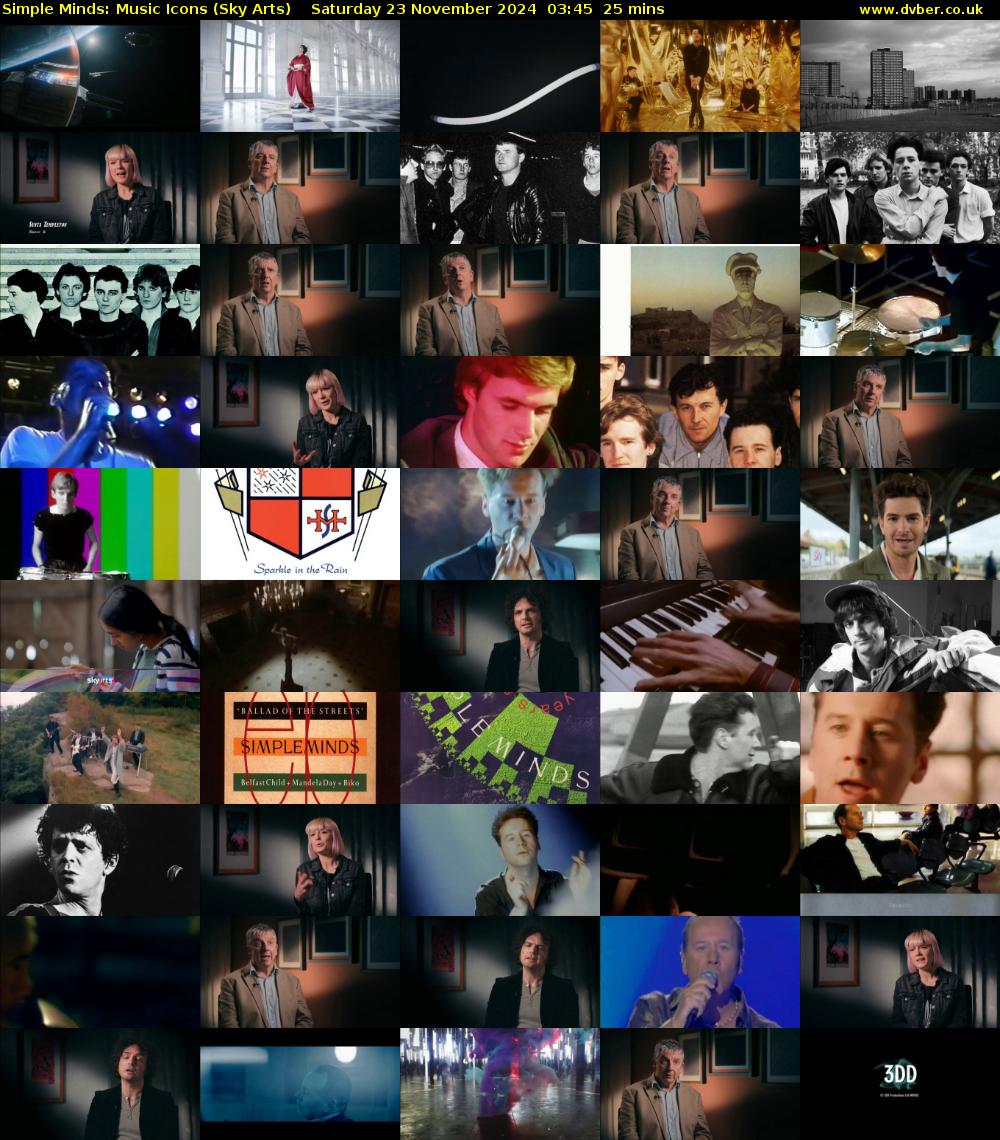 Simple Minds: Music Icons (Sky Arts) Saturday 23 November 2024 03:45 - 04:10