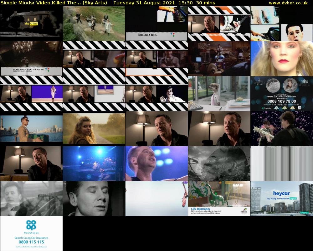 Simple Minds: Video Killed The... (Sky Arts) Tuesday 31 August 2021 16:30 - 17:00
