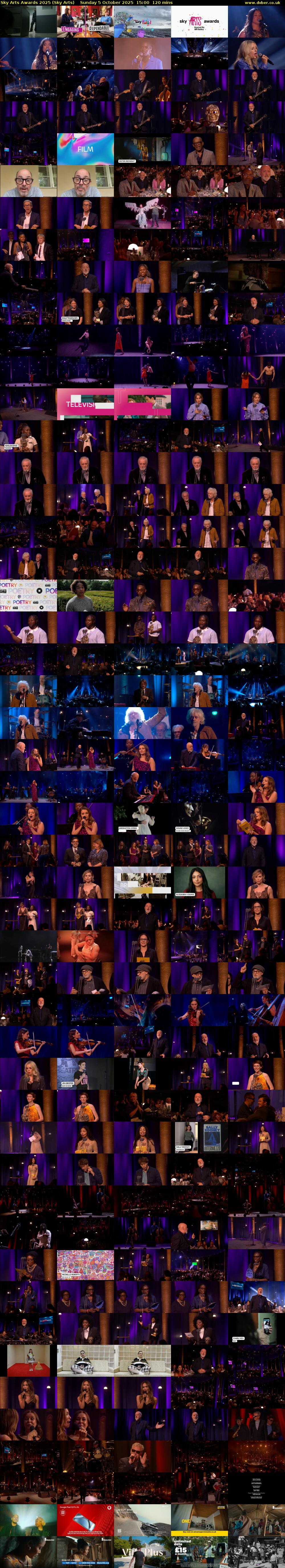 Sky Arts Awards 2025 (Sky Arts) Sunday 5 October 2025 15:00 - 17:00