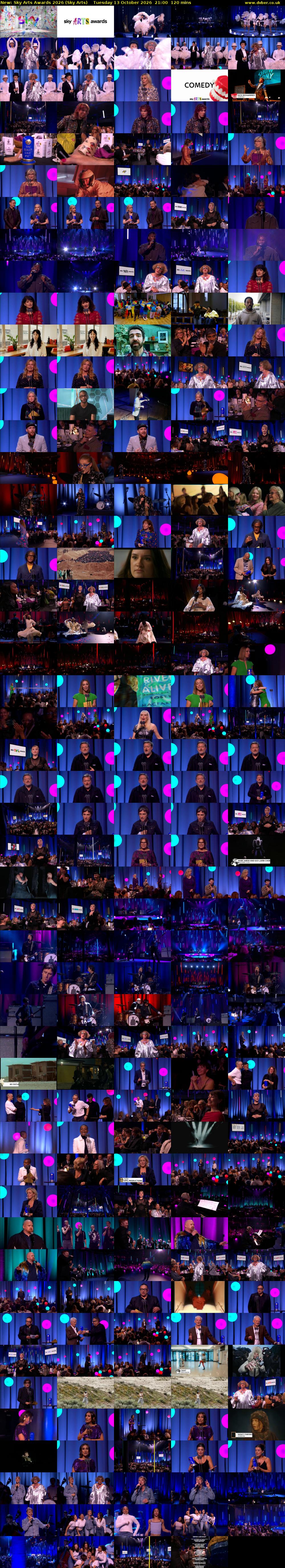 Sky Arts Awards 2026 (Sky Arts) Tuesday 13 October 2026 21:00 - 23:00