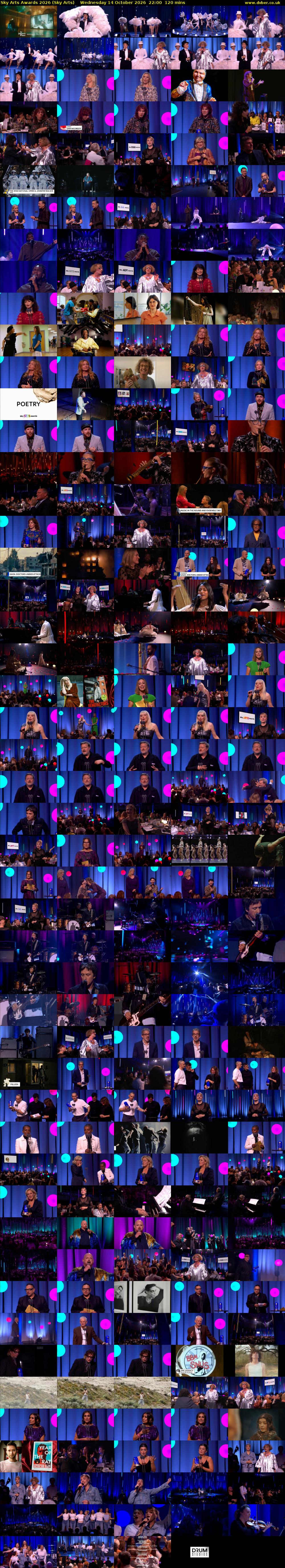 Sky Arts Awards 2026 (Sky Arts) Wednesday 14 October 2026 22:00 - 00:00