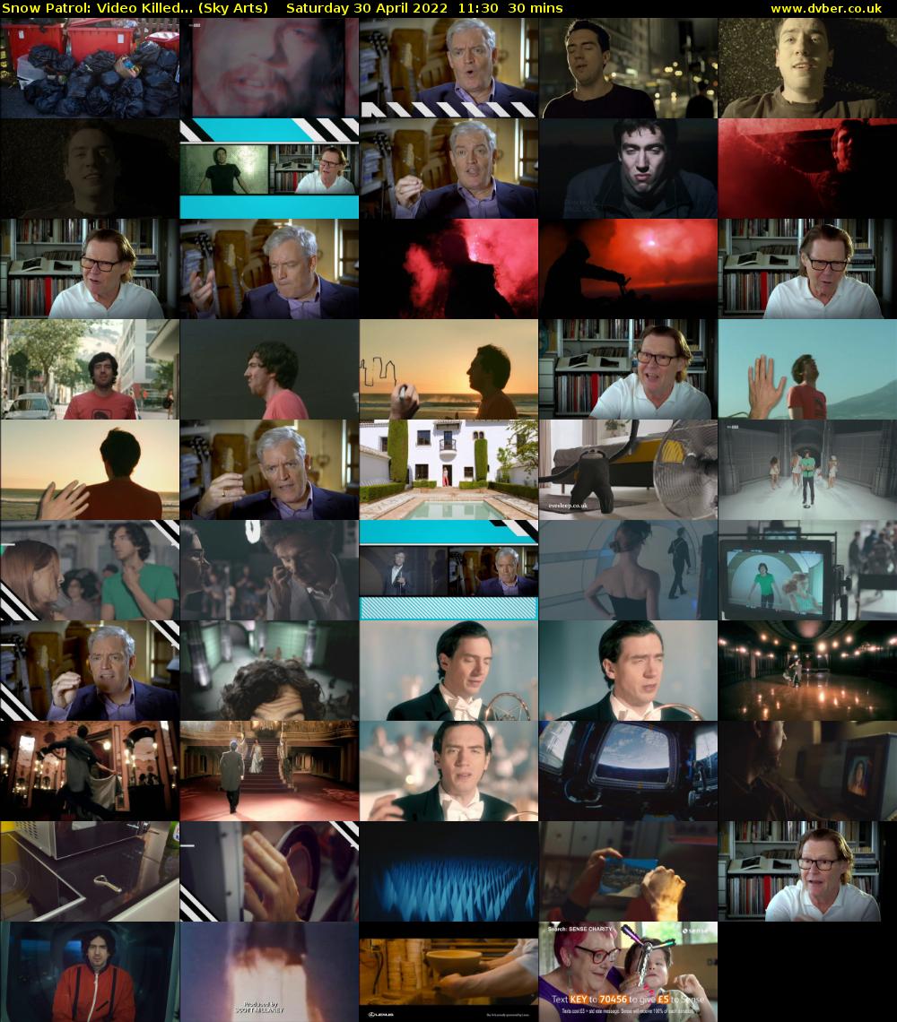 Snow Patrol: Video Killed... (Sky Arts) Saturday 30 April 2022 11:30 - 12:00