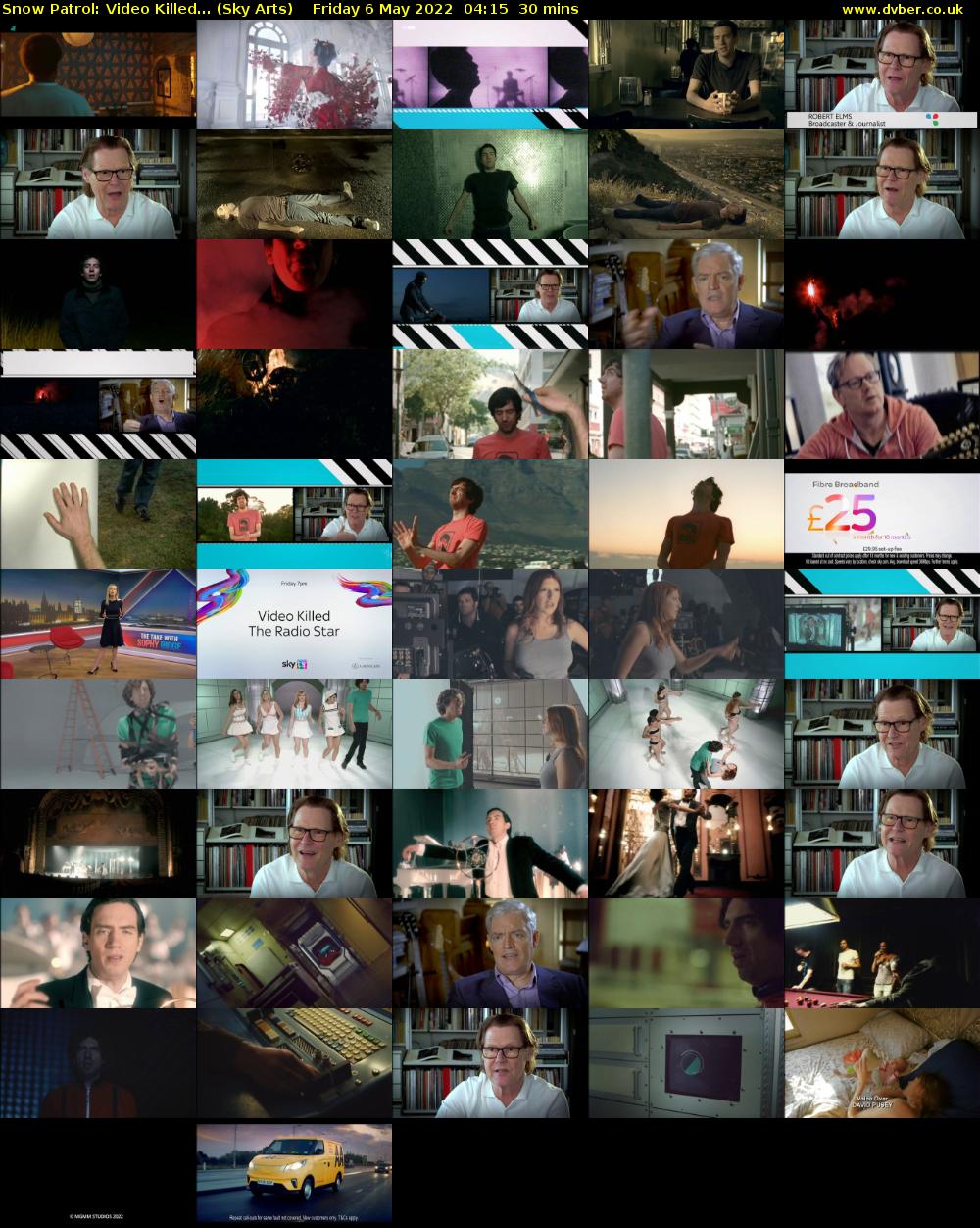Snow Patrol: Video Killed... (Sky Arts) Friday 6 May 2022 04:15 - 04:45