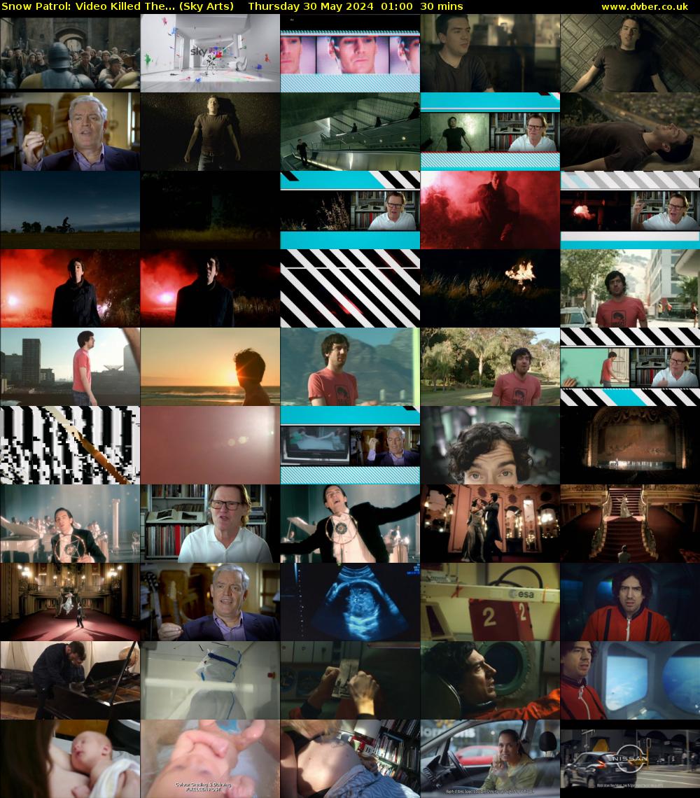 Snow Patrol: Video Killed The... (Sky Arts) Thursday 30 May 2024 01:00 - 01:30