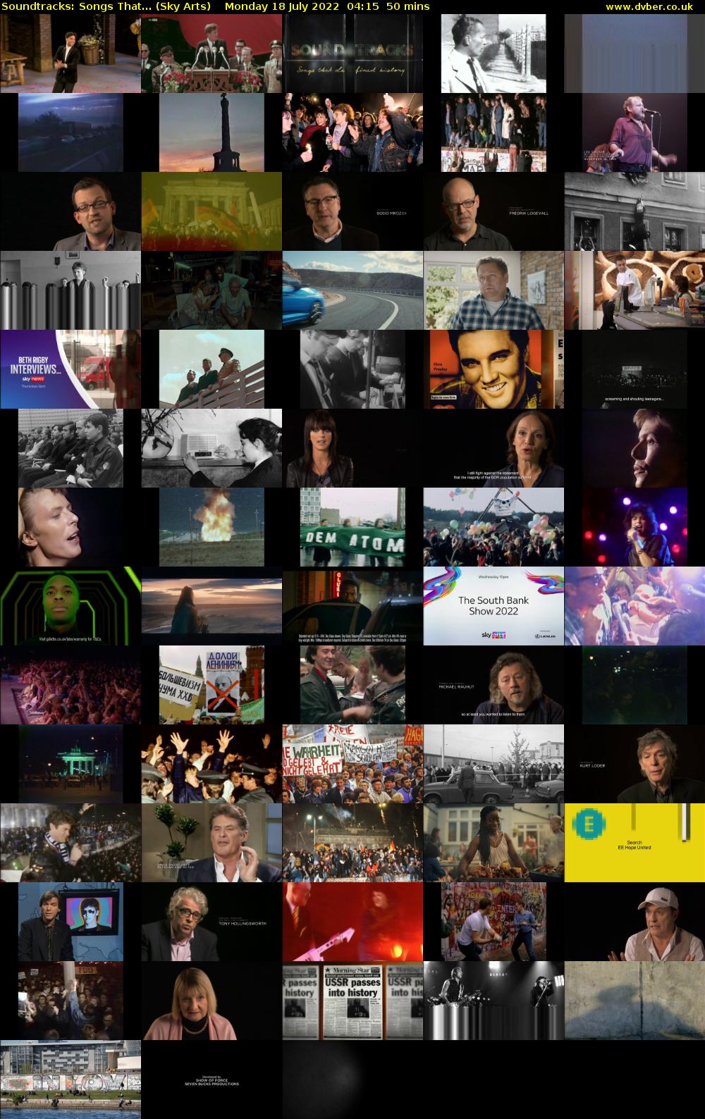 Soundtracks: Songs That... (Sky Arts) Monday 18 July 2022 04:15 - 05:05