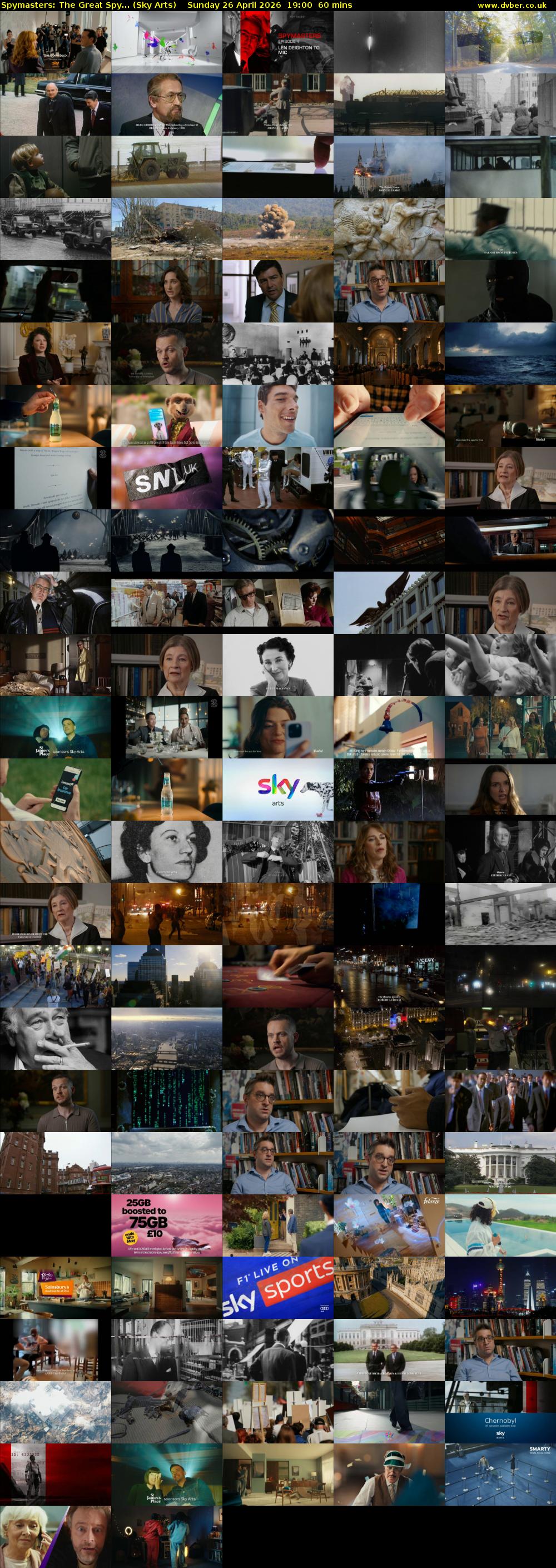 Spymasters: The Great Spy... (Sky Arts) Sunday 26 April 2026 19:00 - 20:00