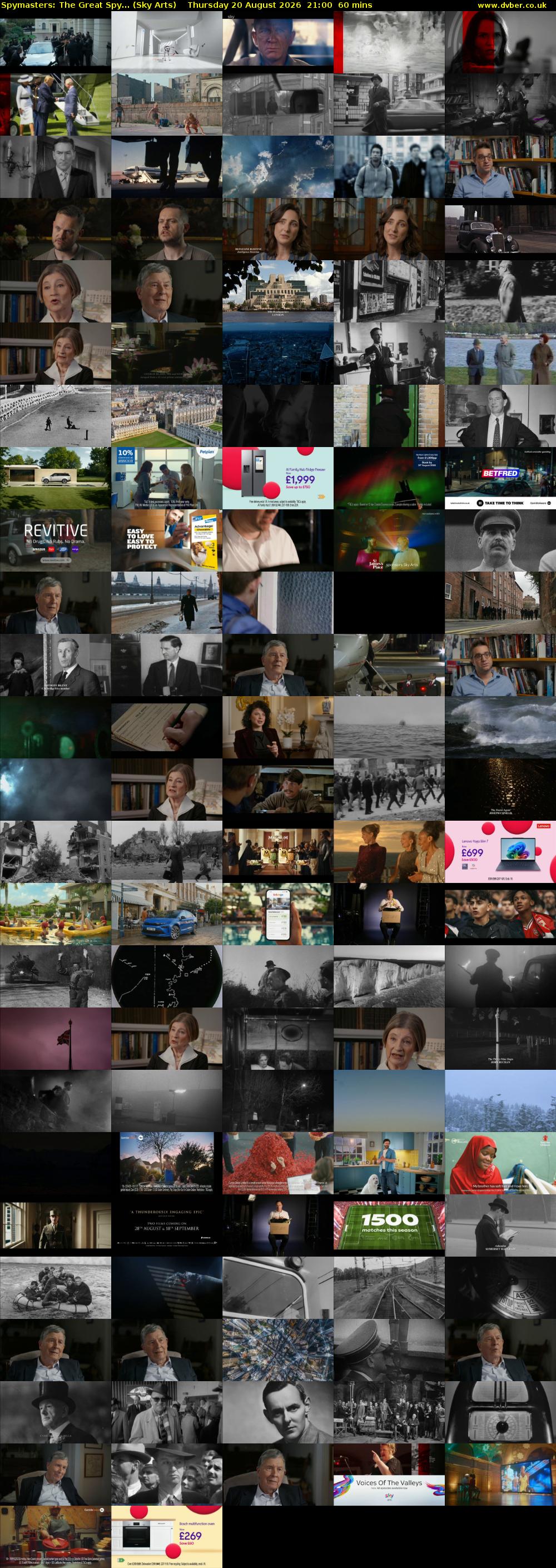 Spymasters: The Great Spy... (Sky Arts) Thursday 20 August 2026 21:00 - 22:00