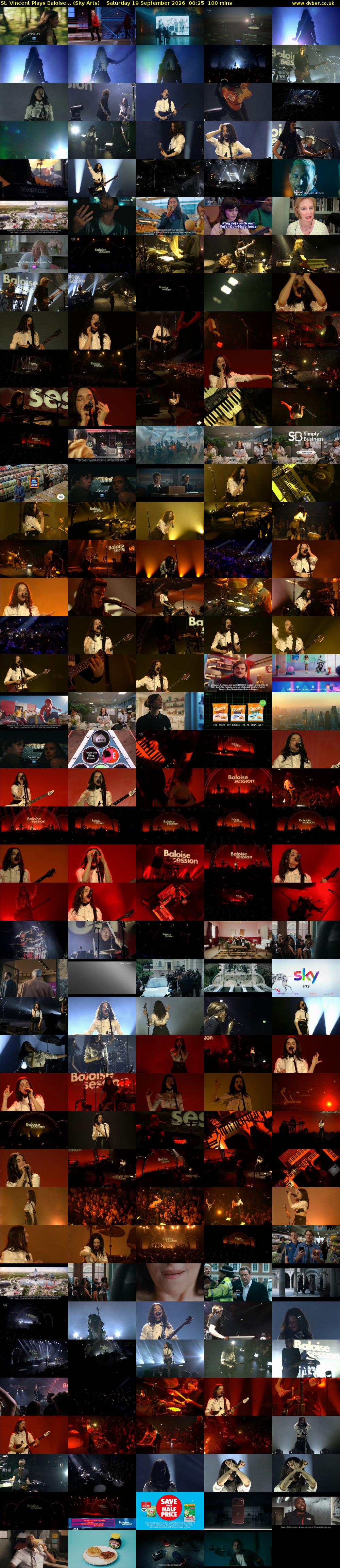St. Vincent Plays Baloise... (Sky Arts) Saturday 19 September 2026 00:25 - 02:05