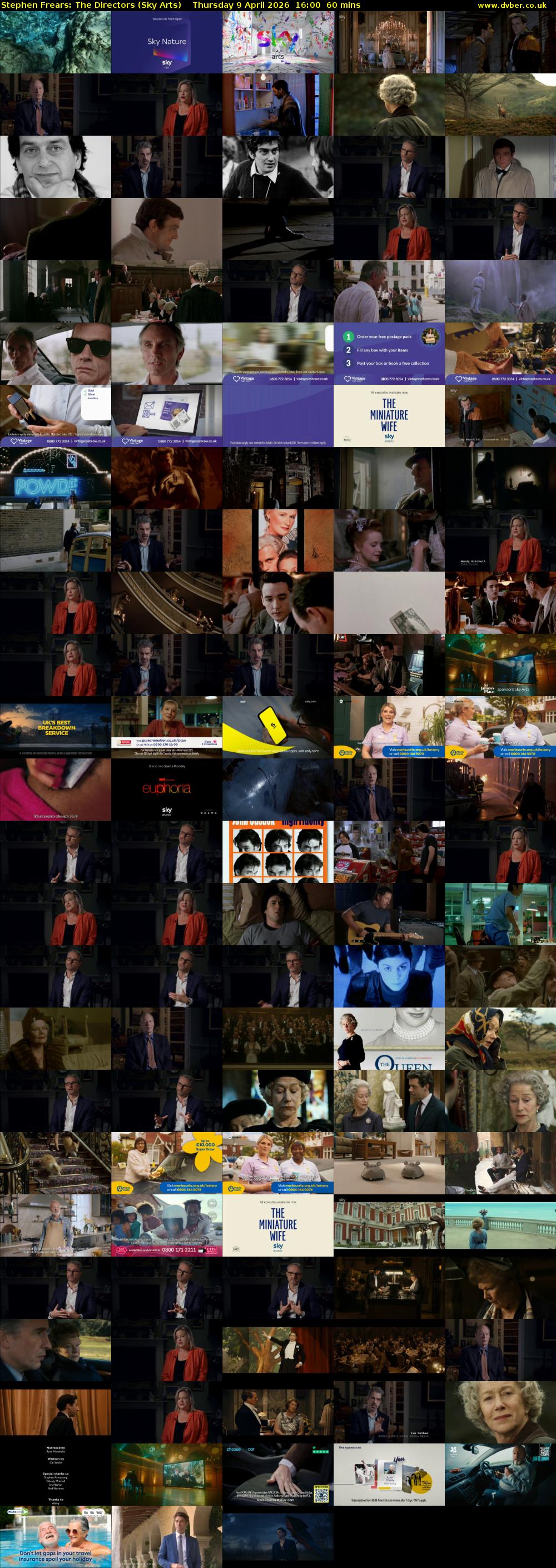 Stephen Frears: The Directors (Sky Arts) Thursday 9 April 2026 16:00 - 17:00