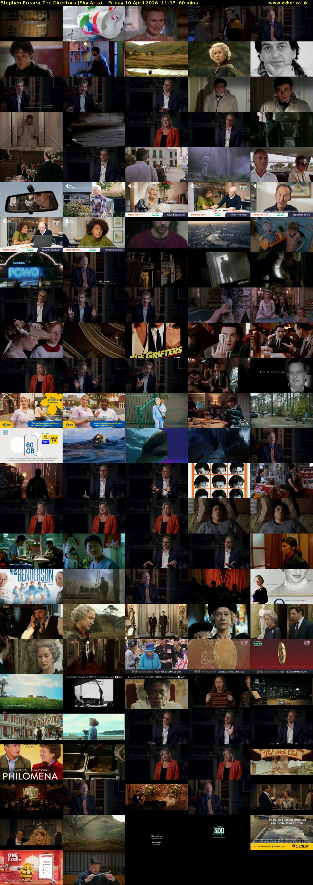 Stephen Frears: The Directors (Sky Arts) Friday 10 April 2026 11:05 - 12:05