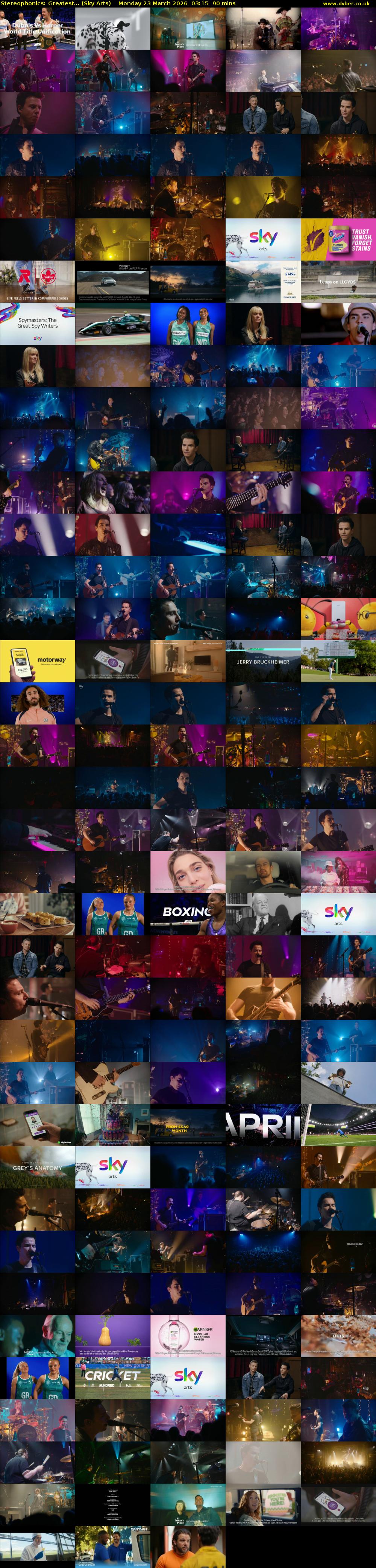 Stereophonics: Greatest... (Sky Arts) Monday 23 March 2026 03:15 - 04:45
