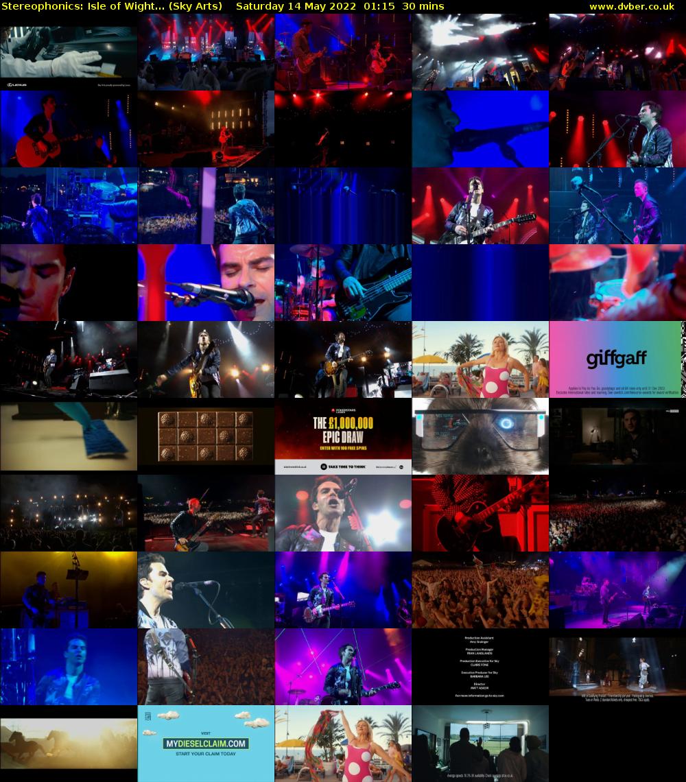 Stereophonics: Isle of Wight... (Sky Arts) Saturday 14 May 2022 01:15 - 01:45