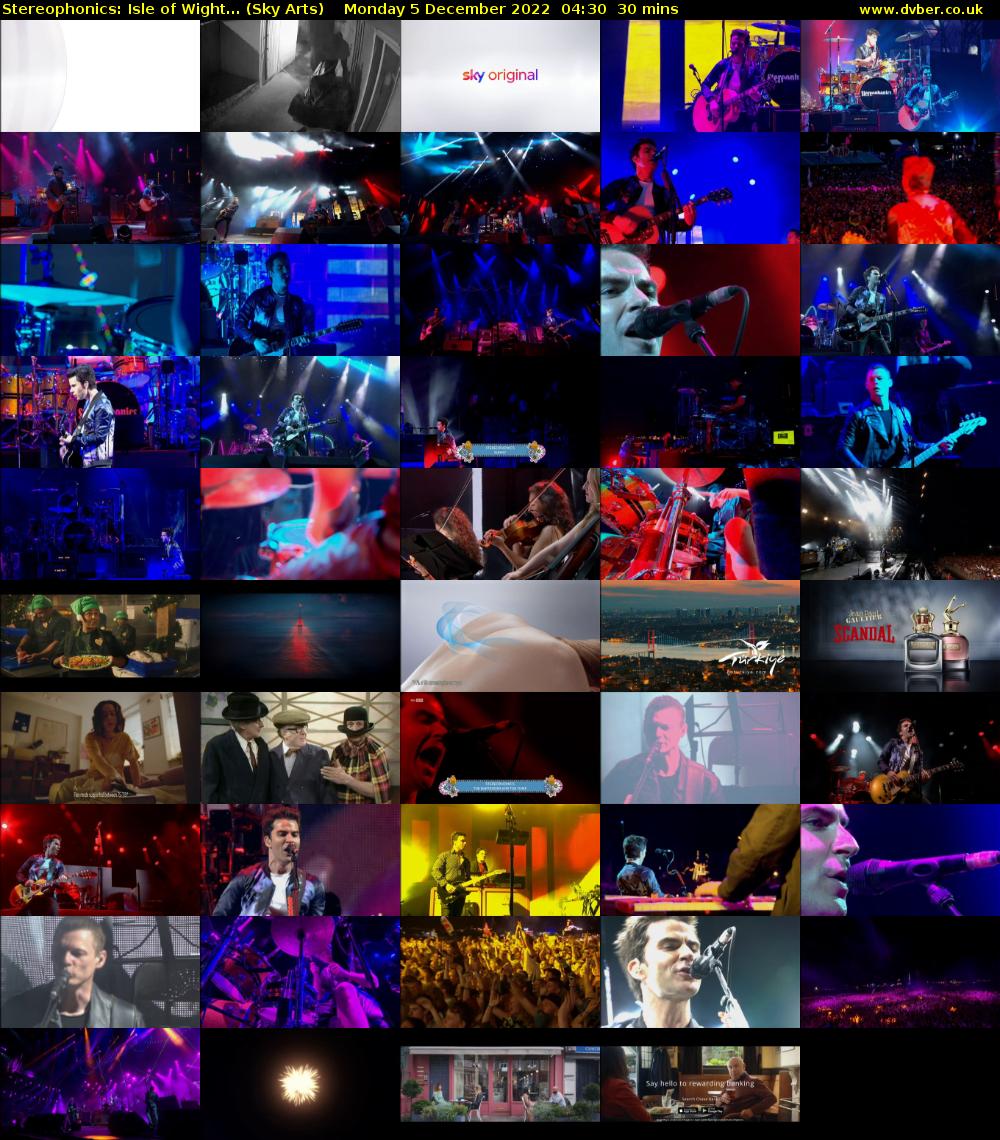 Stereophonics: Isle of Wight... (Sky Arts) Monday 5 December 2022 04:30 - 05:00