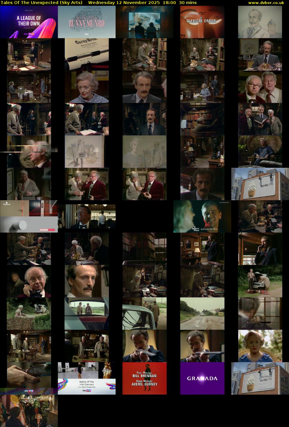 Tales Of The Unexpected (Sky Arts) Wednesday 12 November 2025 18:00 - 18:30