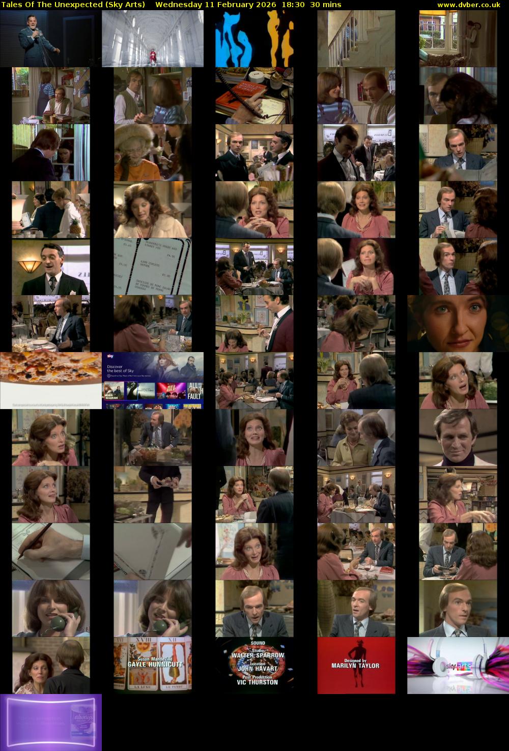 Tales Of The Unexpected (Sky Arts) Wednesday 11 February 2026 18:30 - 19:00