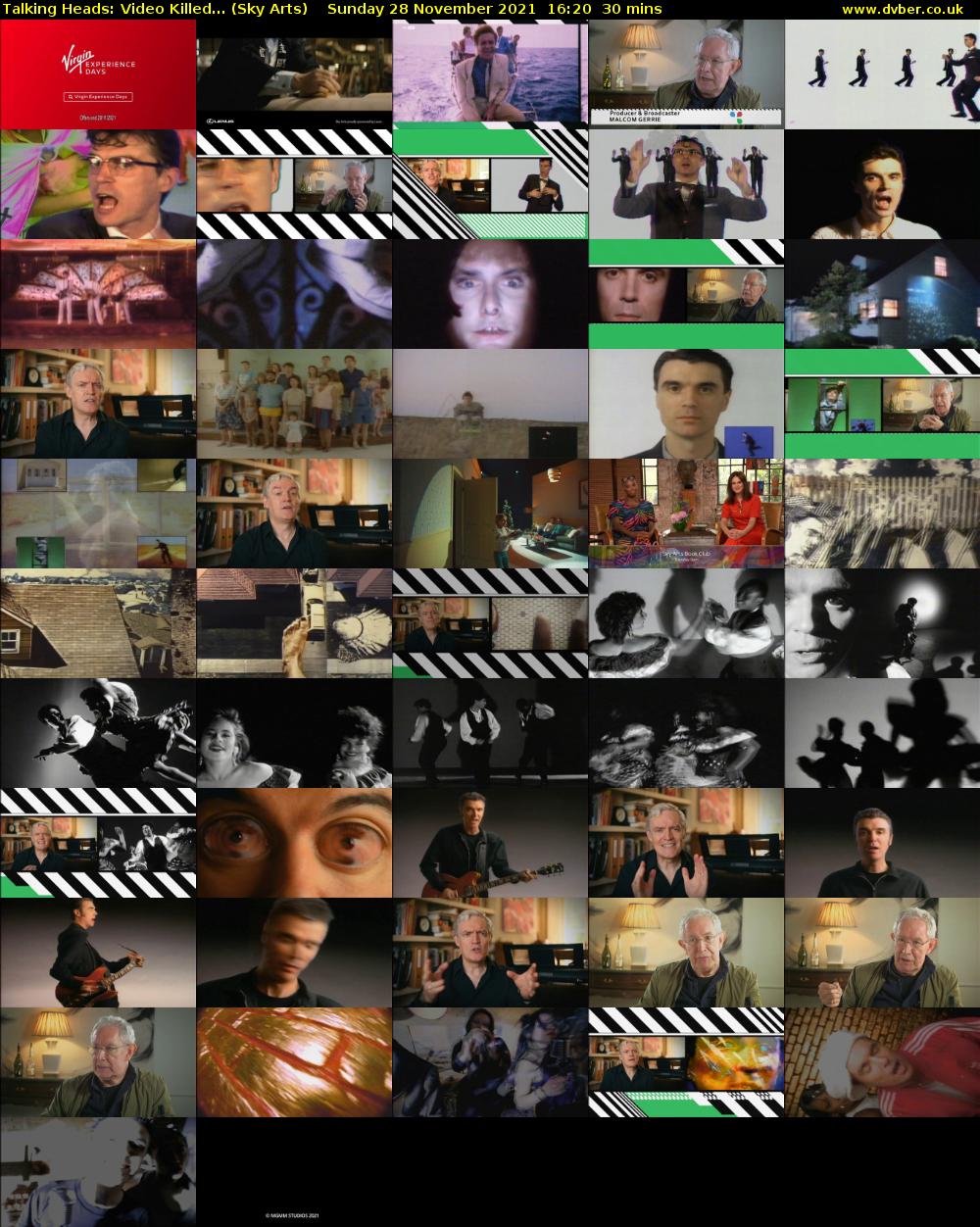 Talking Heads: Video Killed... (Sky Arts) Sunday 28 November 2021 16:20 - 16:50
