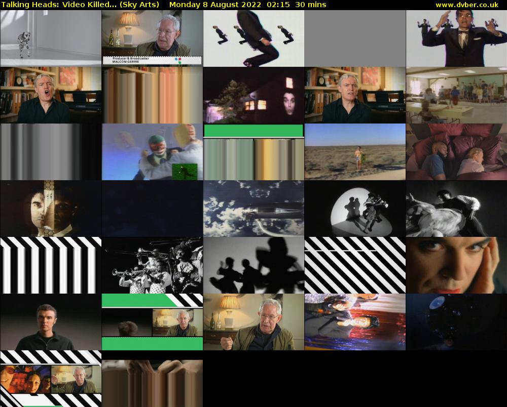 Talking Heads: Video Killed... (Sky Arts) Monday 8 August 2022 02:15 - 02:45