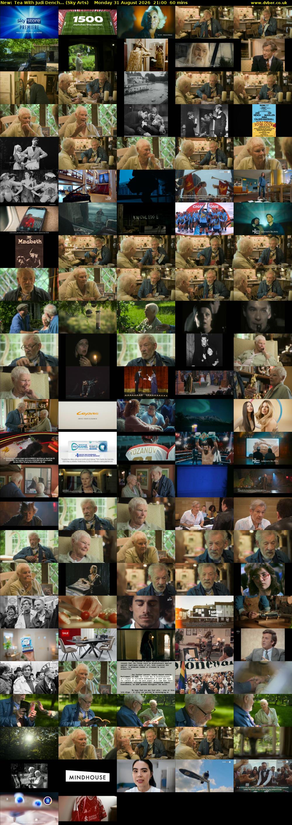 Tea With Judi Dench... (Sky Arts) Monday 31 August 2026 21:00 - 22:00