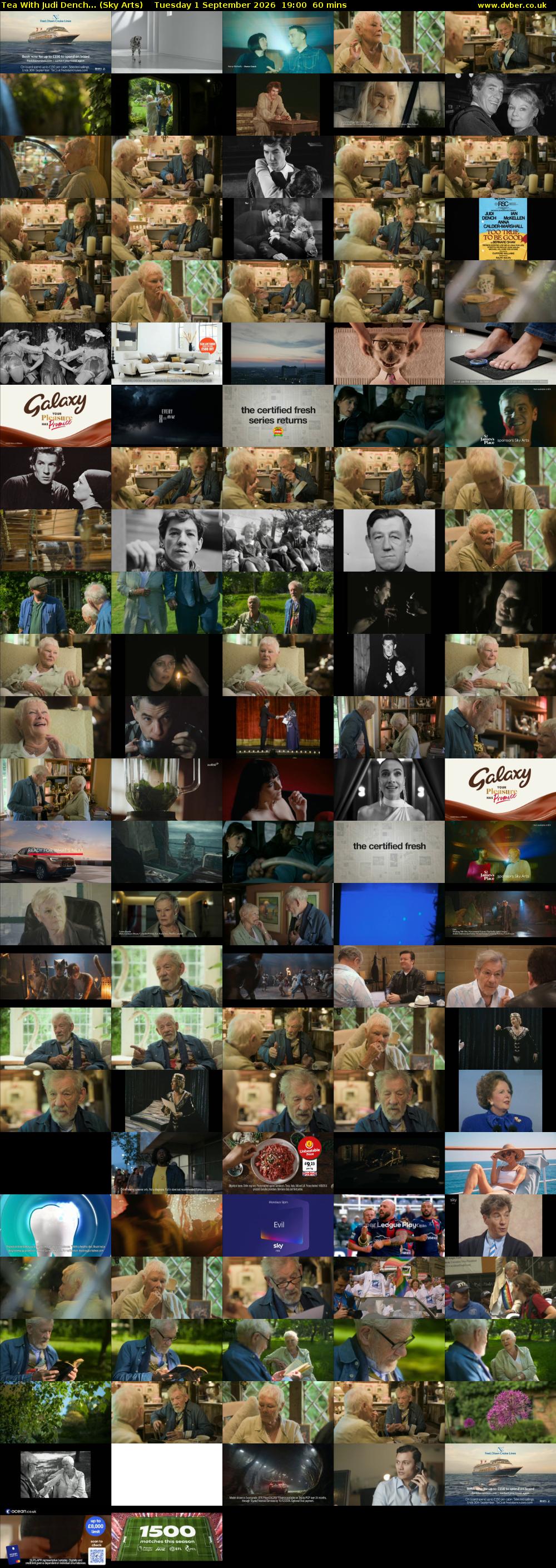 Tea With Judi Dench... (Sky Arts) Tuesday 1 September 2026 19:00 - 20:00