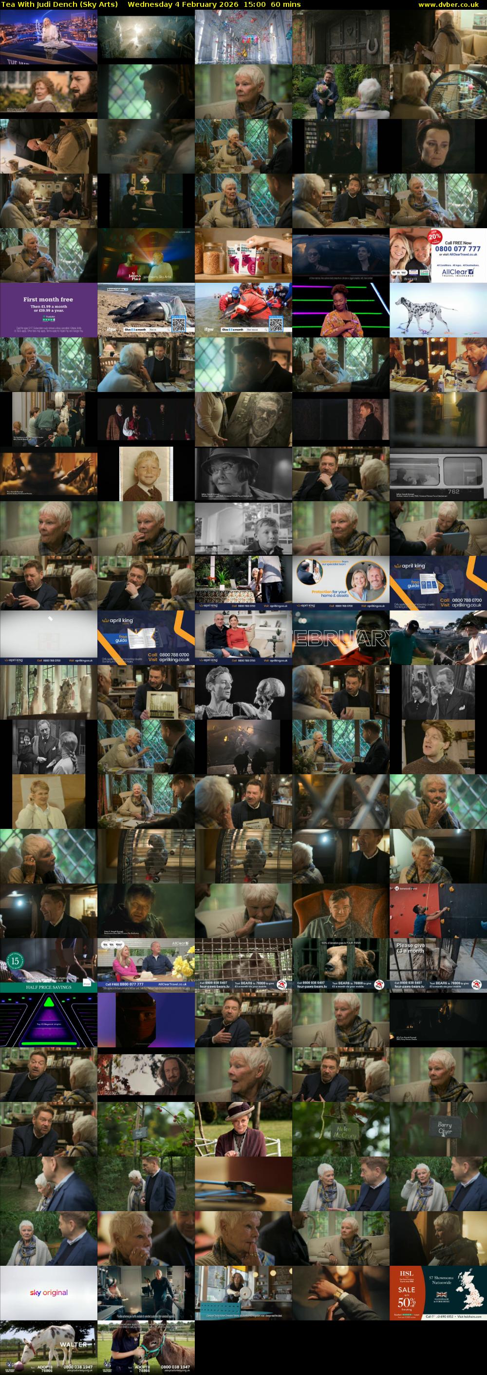 Tea With Judi Dench (Sky Arts) Wednesday 4 February 2026 15:00 - 16:00