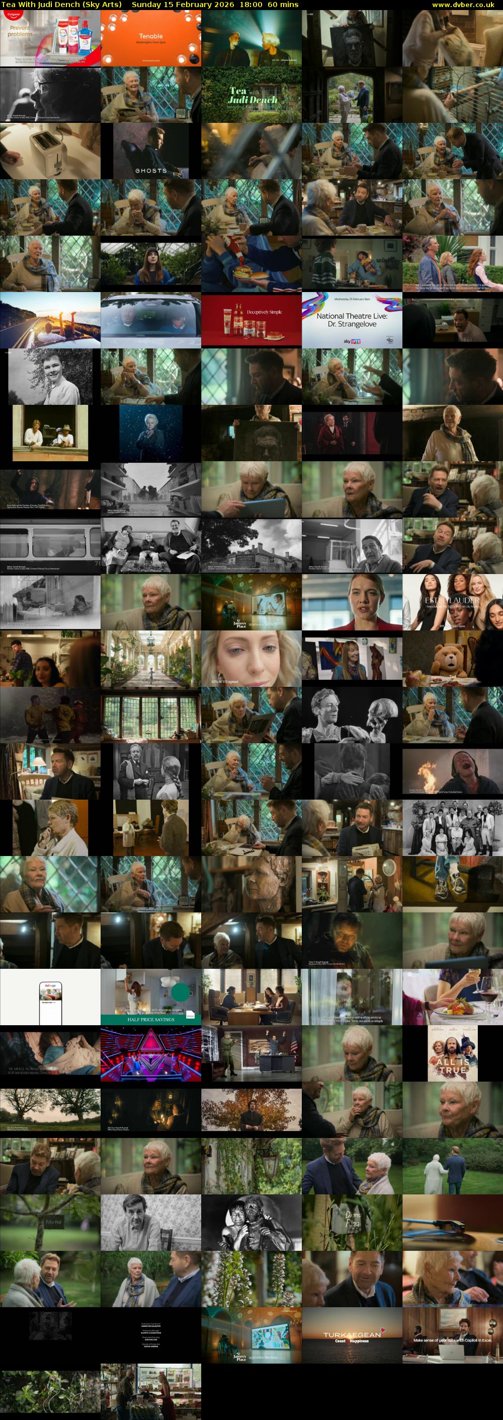 Tea With Judi Dench (Sky Arts) Sunday 15 February 2026 18:00 - 19:00