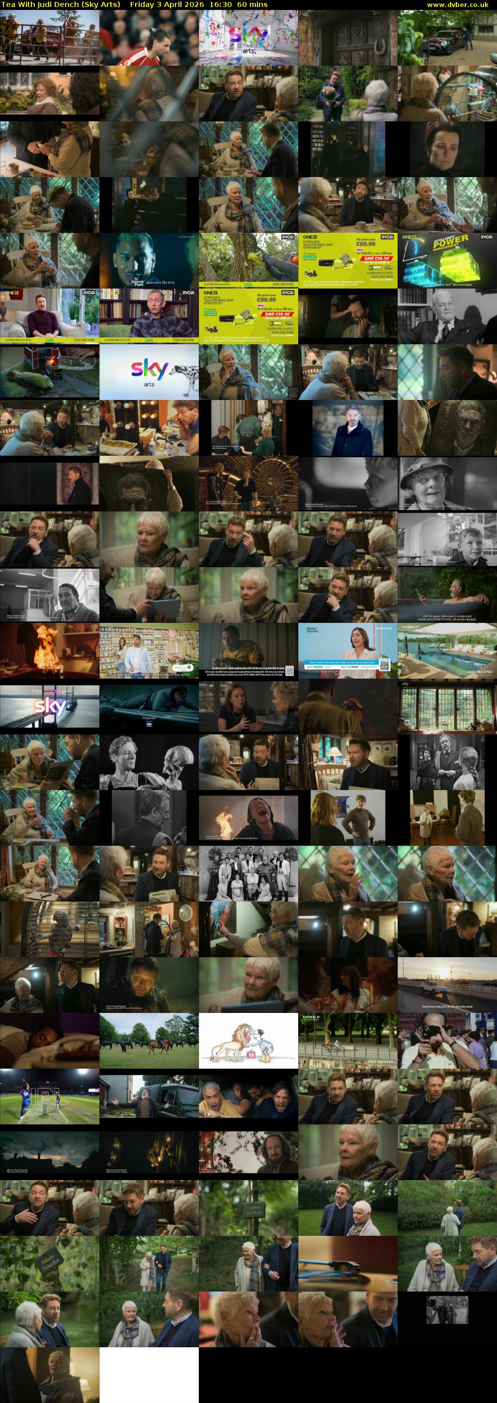 Tea With Judi Dench (Sky Arts) Friday 3 April 2026 16:30 - 17:30