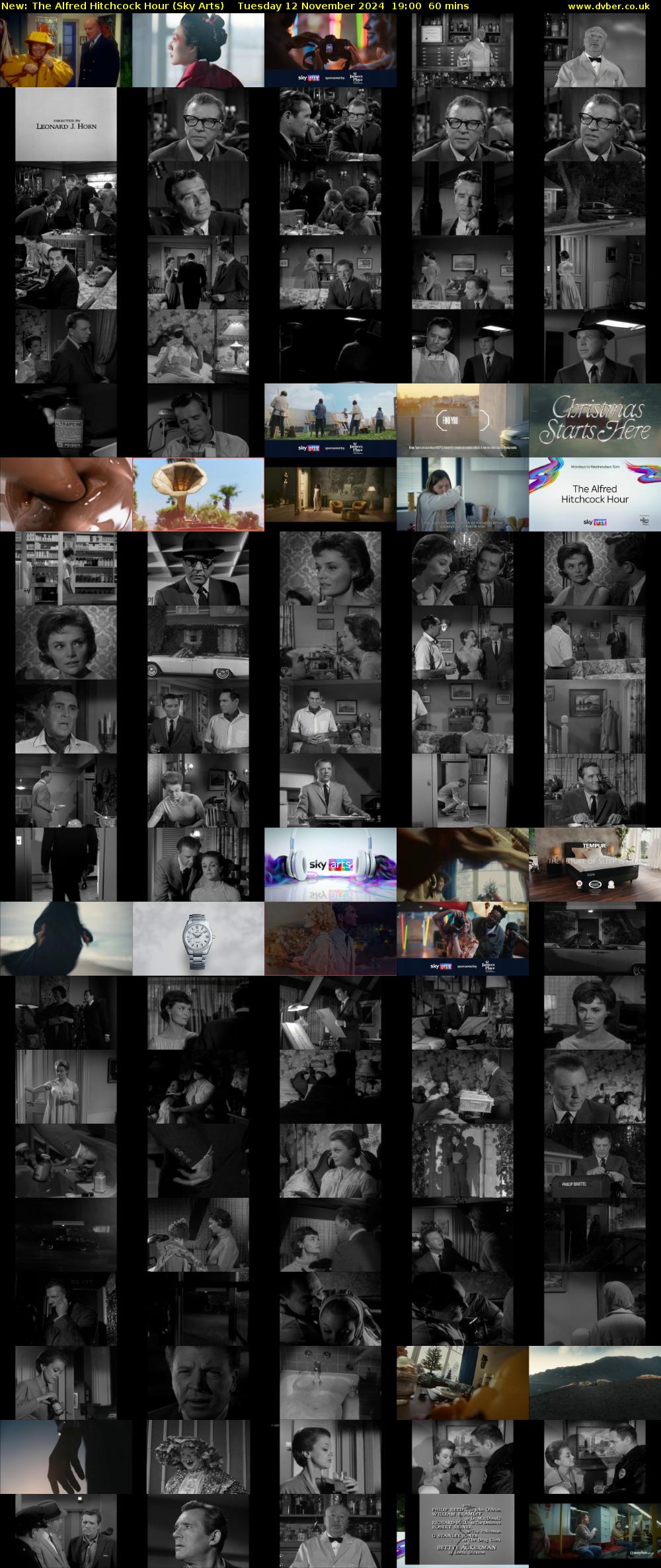 The Alfred Hitchcock Hour (Sky Arts) Tuesday 12 November 2024 19:00 - 20:00