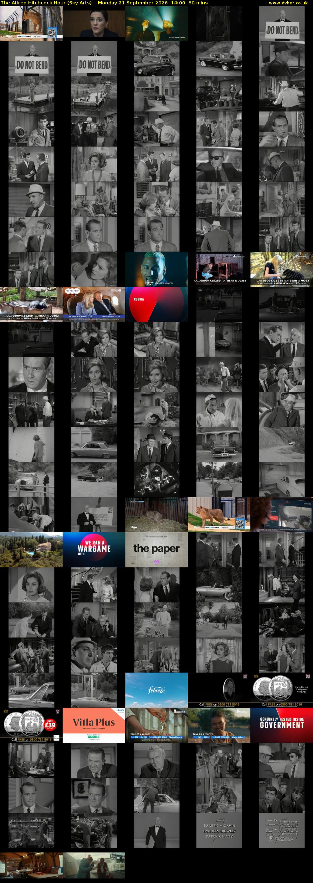 The Alfred Hitchcock Hour (Sky Arts) Monday 21 September 2026 14:00 - 15:00