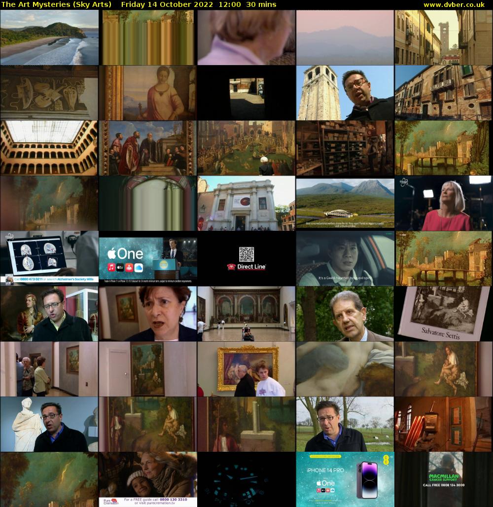 The Art Mysteries (Sky Arts) Friday 14 October 2022 12:00 - 12:30