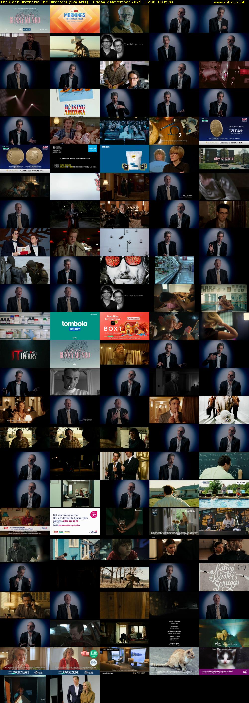The Coen Brothers: The Directors (Sky Arts) Friday 7 November 2025 16:00 - 17:00