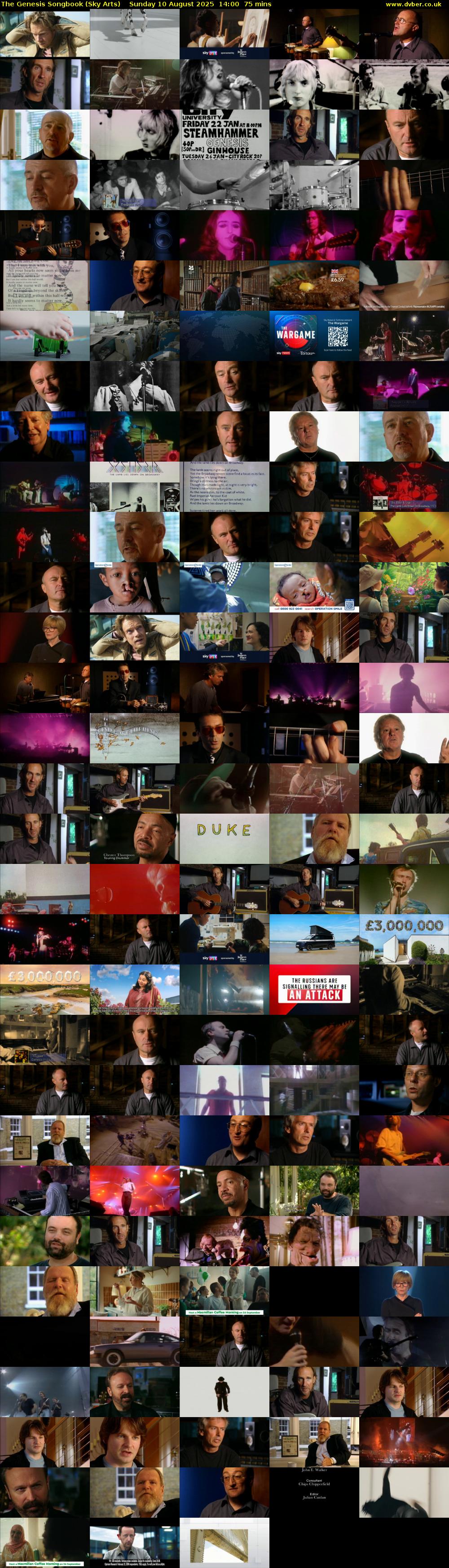The Genesis Songbook (Sky Arts) Sunday 10 August 2025 14:00 - 15:15