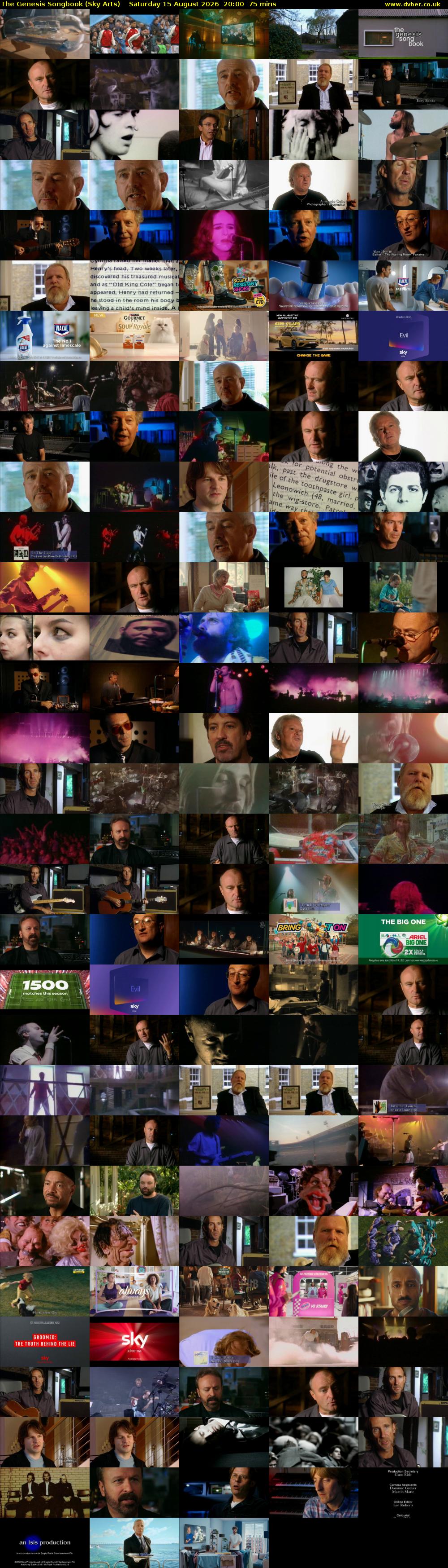 The Genesis Songbook (Sky Arts) Saturday 15 August 2026 20:00 - 21:15
