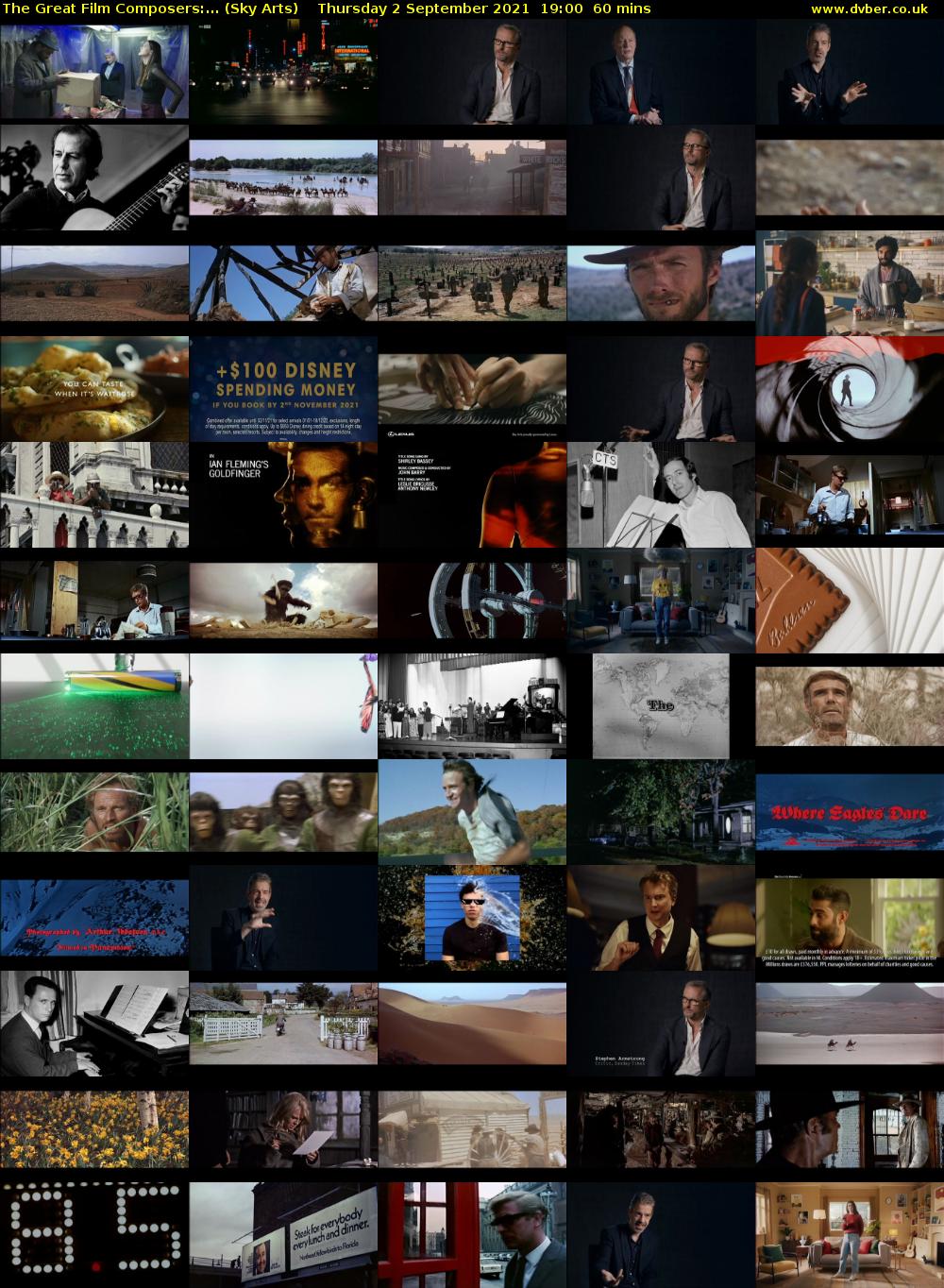 The Great Film Composers:... (Sky Arts) Thursday 2 September 2021 20:00 - 21:00