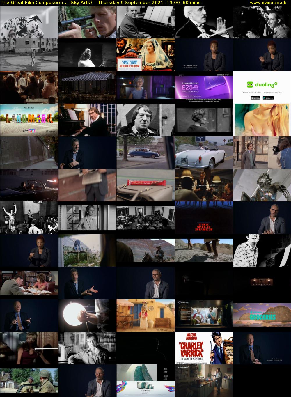 The Great Film Composers:... (Sky Arts) Thursday 9 September 2021 20:00 - 21:00