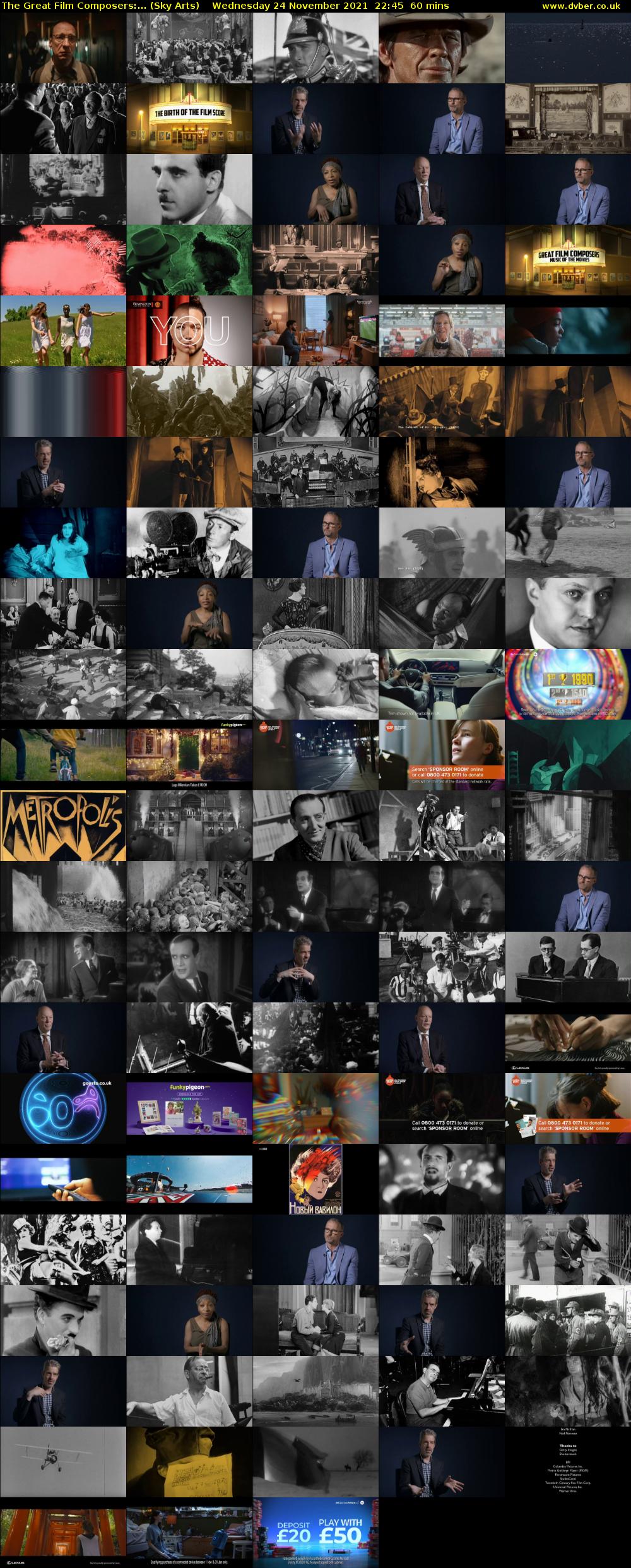 The Great Film Composers:... (Sky Arts) Wednesday 24 November 2021 22:45 - 23:45