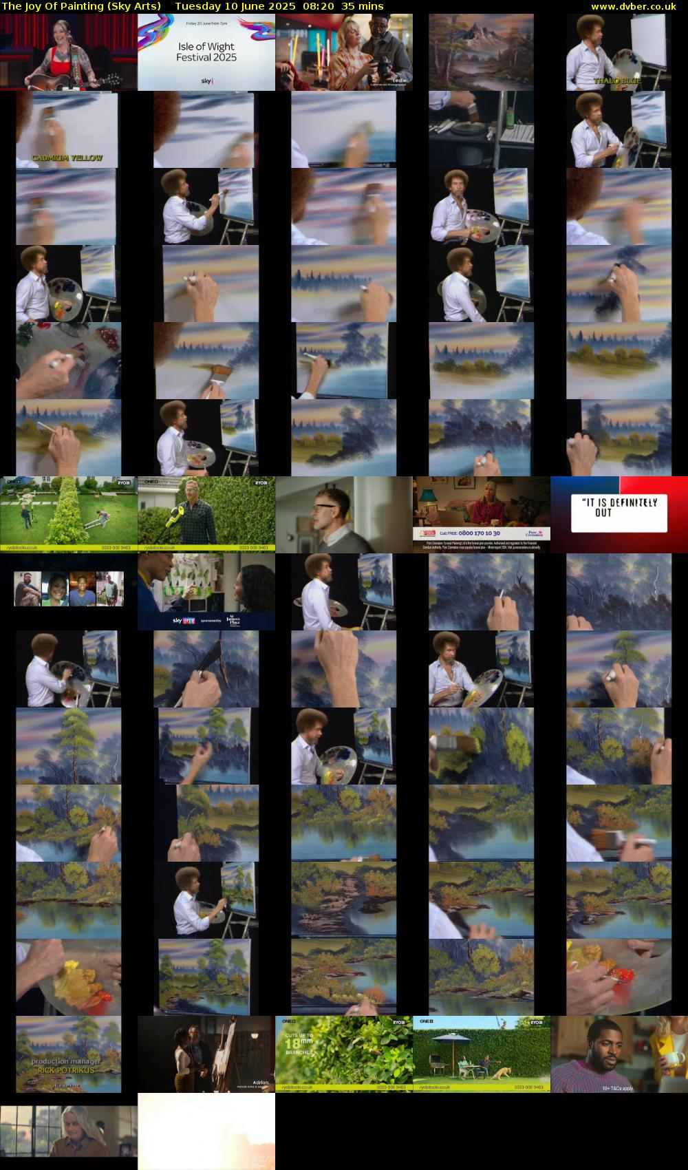 The Joy Of Painting (Sky Arts) Tuesday 10 June 2025 08:20 - 08:55