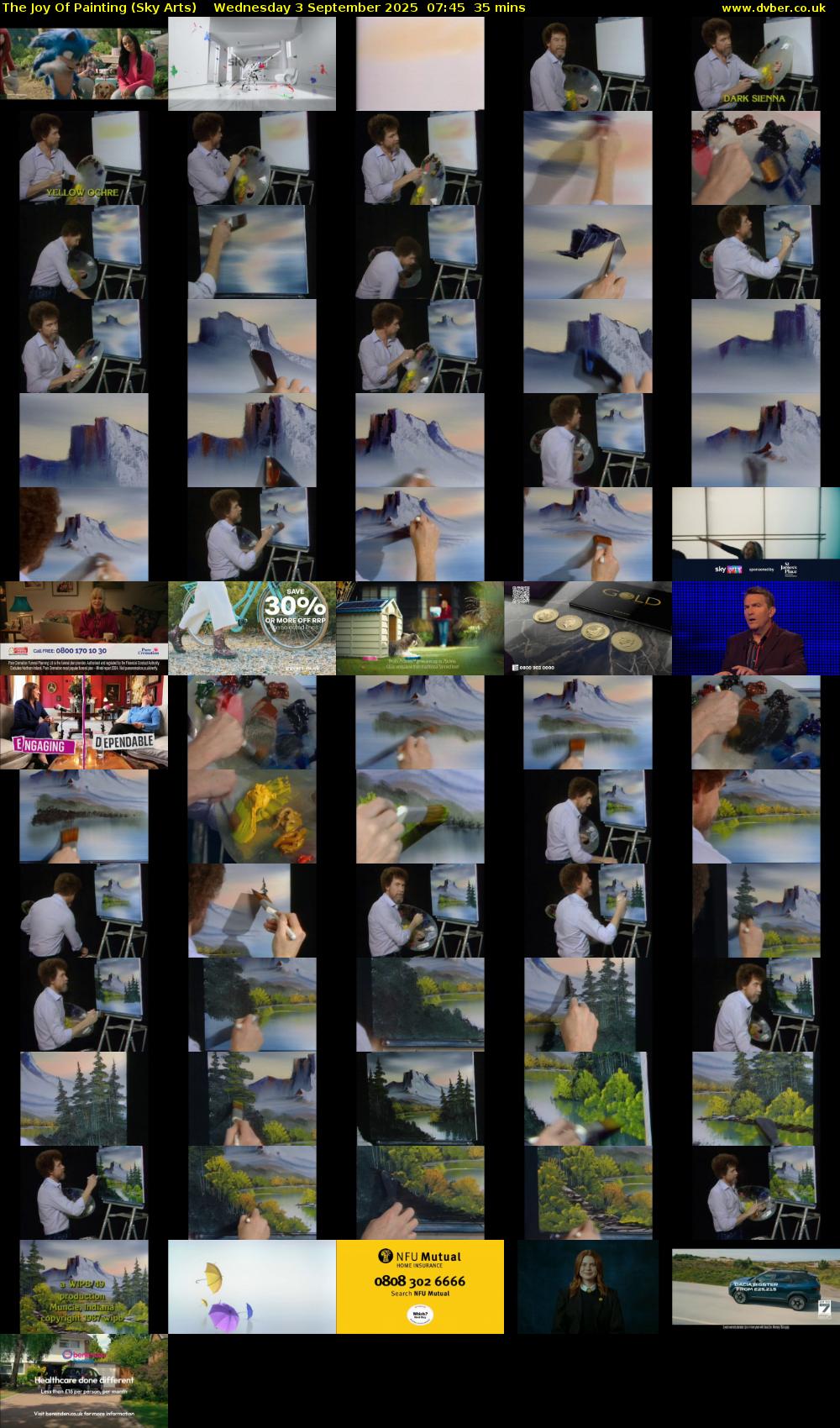 The Joy Of Painting (Sky Arts) Wednesday 3 September 2025 07:45 - 08:20