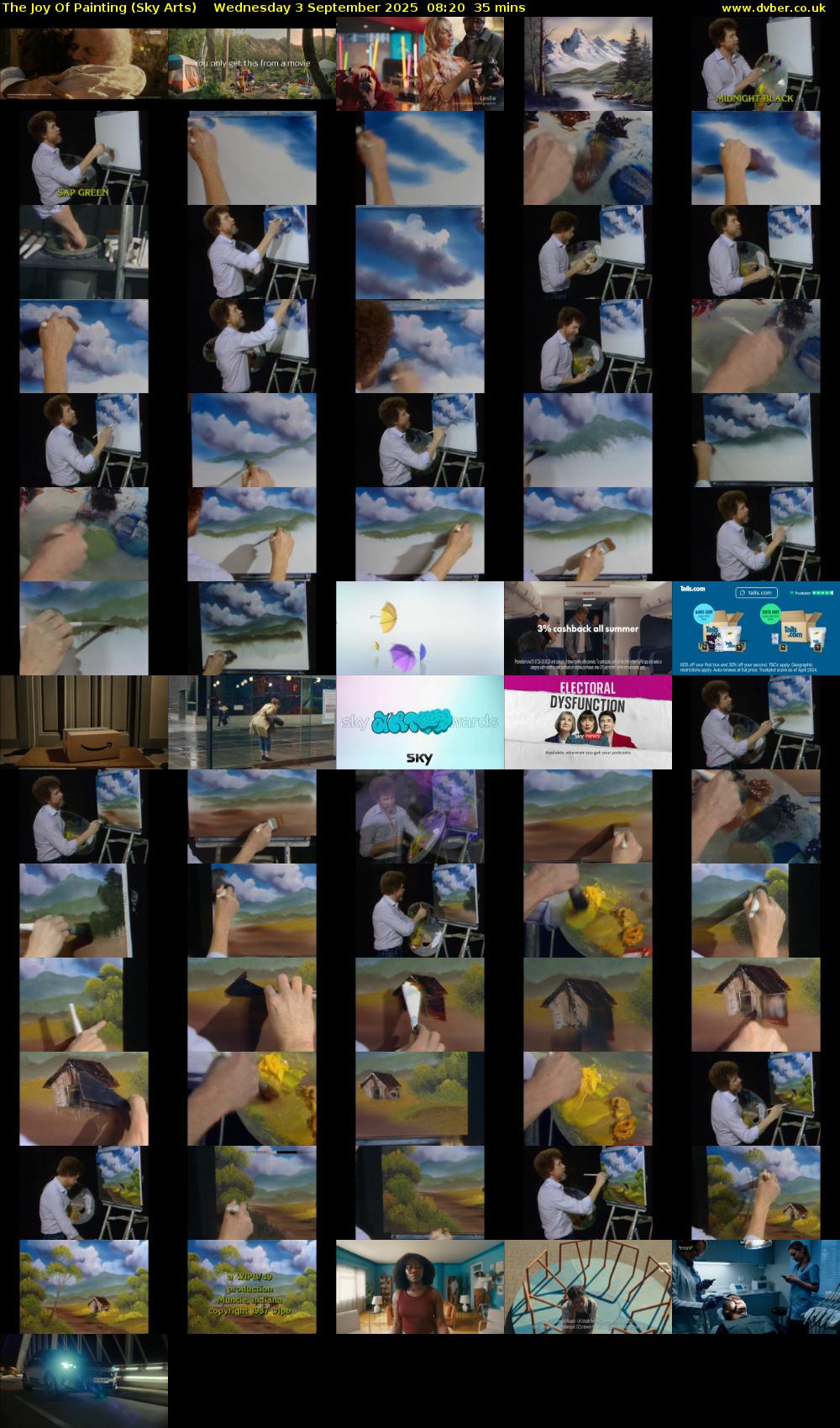 The Joy Of Painting (Sky Arts) Wednesday 3 September 2025 08:20 - 08:55