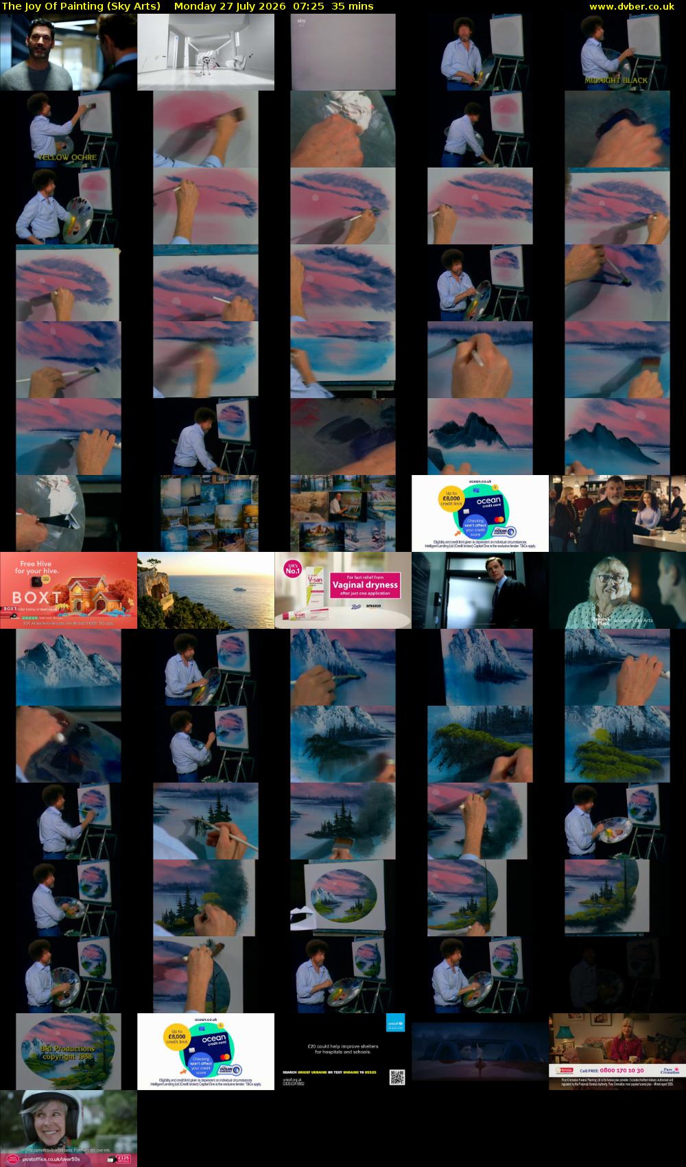 The Joy Of Painting (Sky Arts) Monday 27 July 2026 07:25 - 08:00