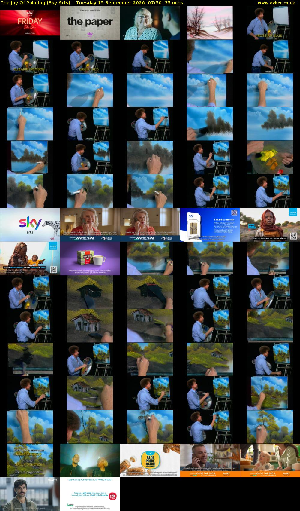 The Joy Of Painting (Sky Arts) Tuesday 15 September 2026 07:50 - 08:25