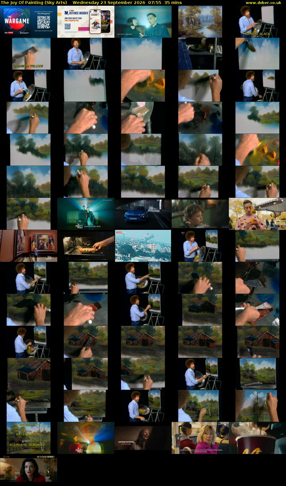 The Joy Of Painting (Sky Arts) Wednesday 23 September 2026 07:55 - 08:30