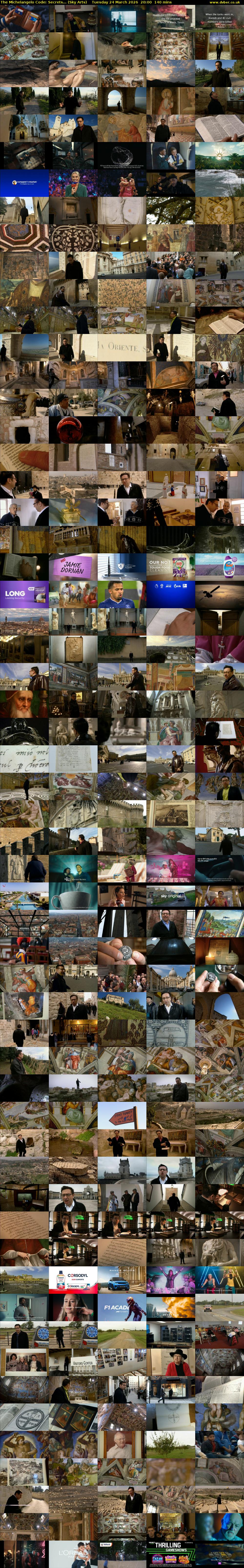 The Michelangelo Code: Secrets... (Sky Arts) Tuesday 24 March 2026 20:00 - 22:20