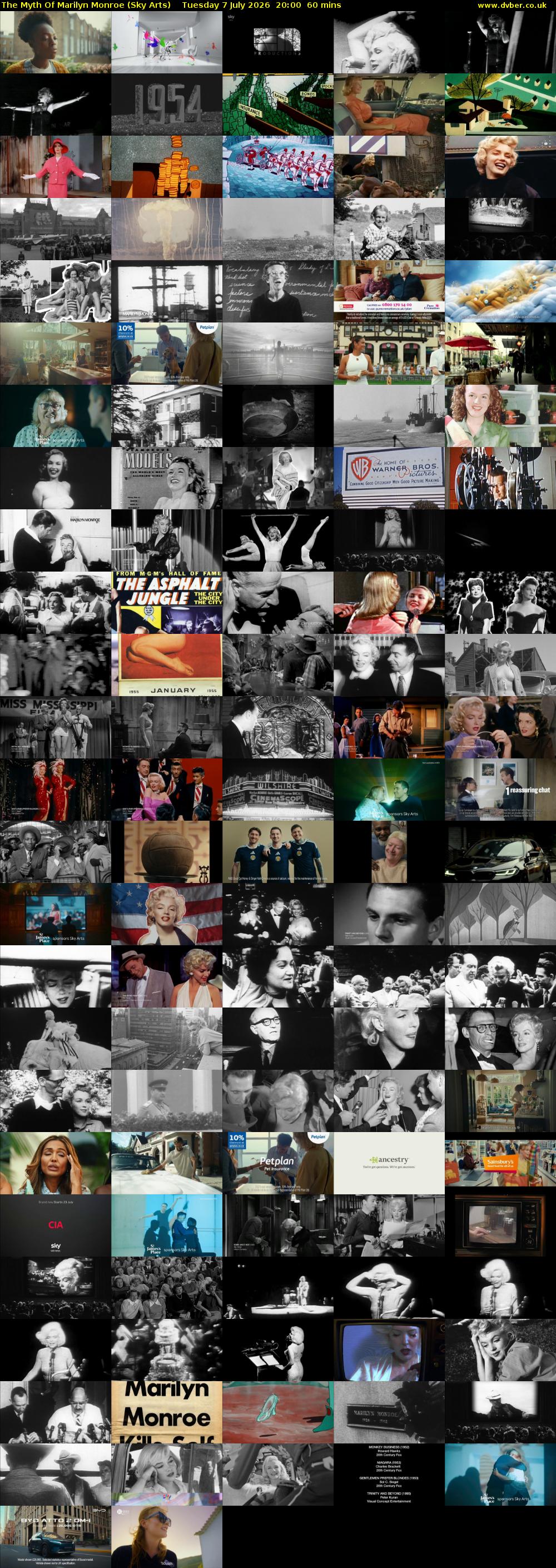 The Myth Of Marilyn Monroe (Sky Arts) Tuesday 7 July 2026 20:00 - 21:00