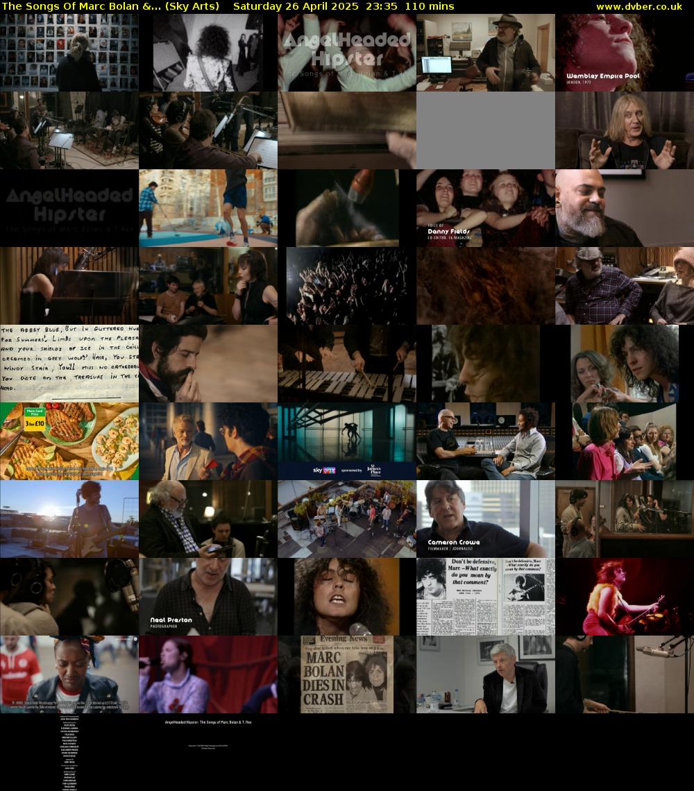 The Songs Of Marc Bolan &... (Sky Arts) Saturday 26 April 2025 23:35 - 01:25