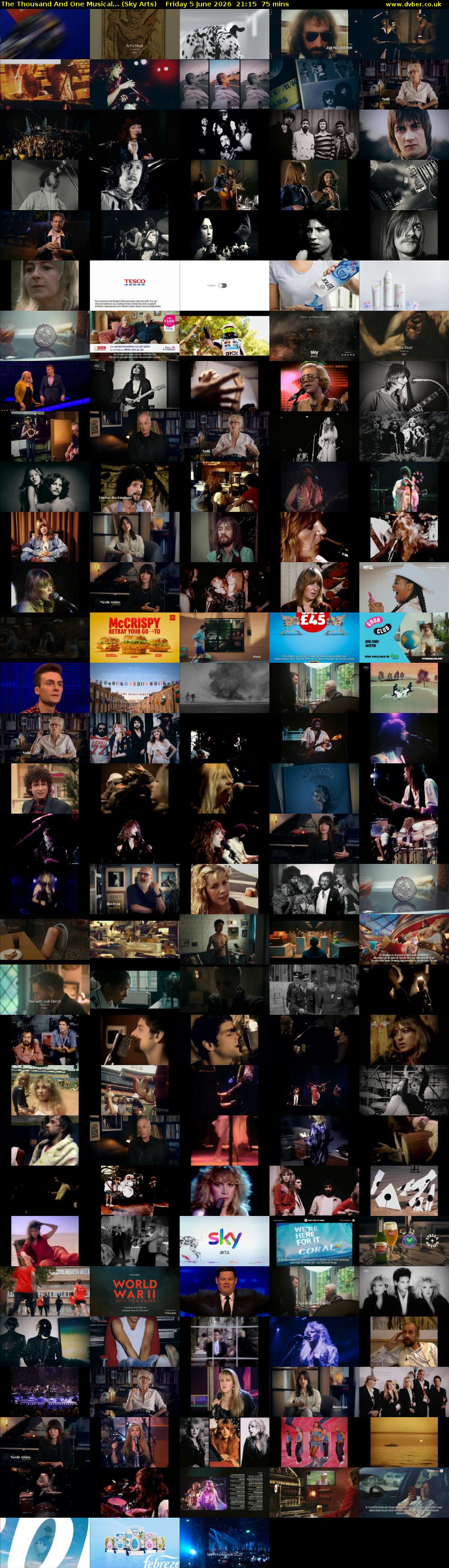 The Thousand And One Musical... (Sky Arts) Friday 5 June 2026 21:15 - 22:30